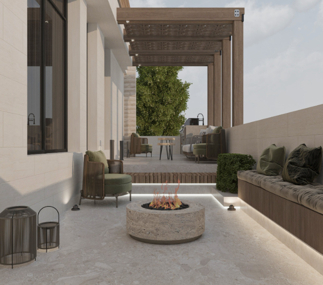 Outdoor Lounge with Fire Pit